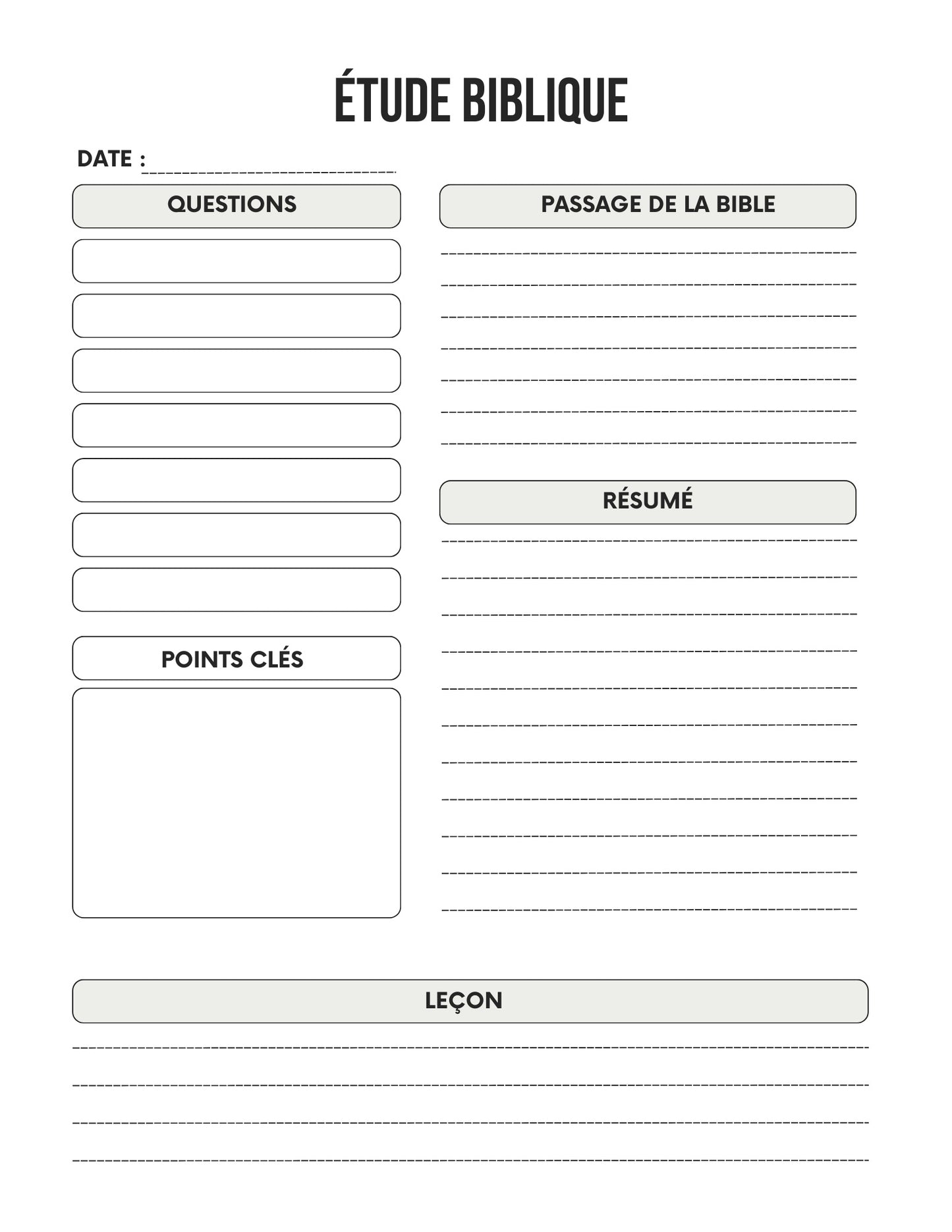Journal de prières imprimable + planificateur d'étude de la Bible (ebook)