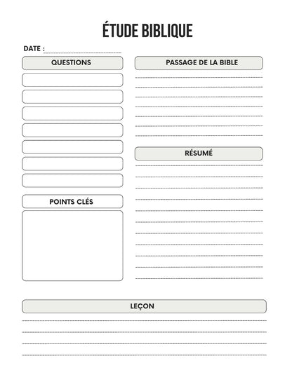 Journal de prières imprimable + planificateur d'étude de la Bible (ebook)