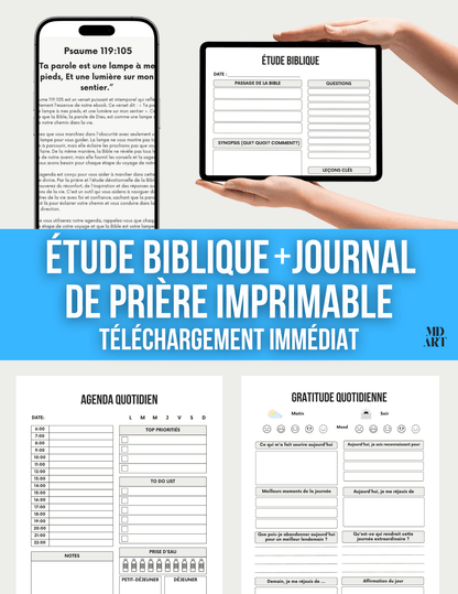 Journal de prières imprimable + planificateur d'étude de la Bible (ebook) - MD ART